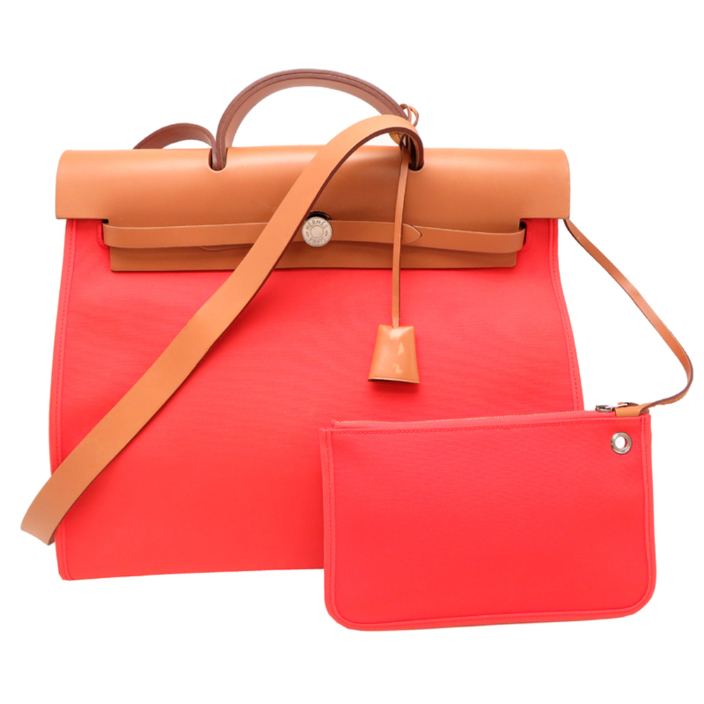 Hermes Herbag Zip MM (X stamp, 2016 model) Women's/Men's Handbag, Toile Leath...